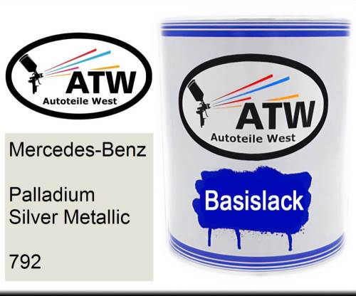 Mercedes-Benz, Palladium Silver Metallic, 792: 1L Lackdose, von ATW Autoteile West.